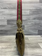 Gucci Studded Leather Shoulder Bag Olive Gold Hardware